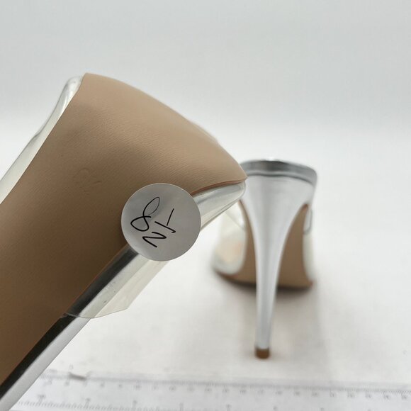 FOWT Silver Clear Mule Pointed Open Toe Slippers with Sexy High Heel Sandals - Picture 6 of 8